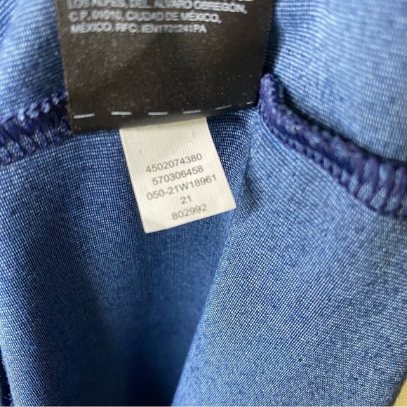 WHBM V neck Wrap Dress Sleeveless Hardware Blue 8 - Picture 4 of 7